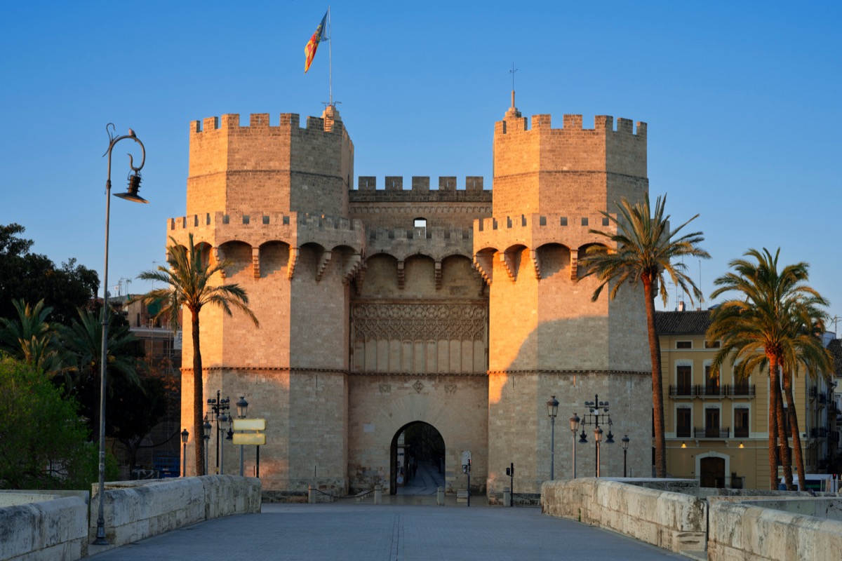 The medieval Torres de Serranos at golden hour